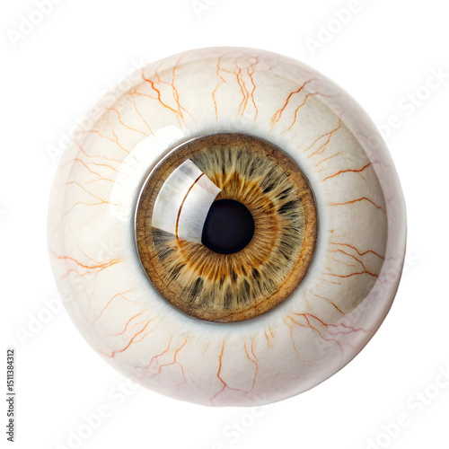 Human Eye: Detailed Macro Photography of Hazel Iris and Sclera isolated on transparent background