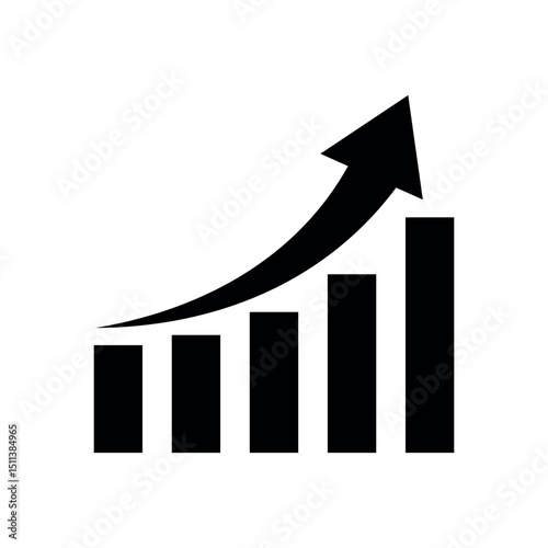 growth chart icon. business chart with arrow. growing graph. business success growth and profit icon. increasing bar chart showing a trend upward. vector illustration on transparent background