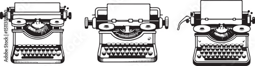 Vintage Typewriter Silhouettes, Perfect for Retro, Writing, and Literature Themes
