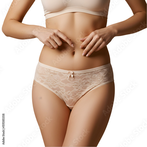 Peach Lace Panties: Elegant Lingerie for Women on transparent background