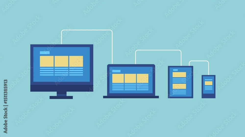 Web design development, responsive web design, responsive screen concept 2d animation with alpha matte