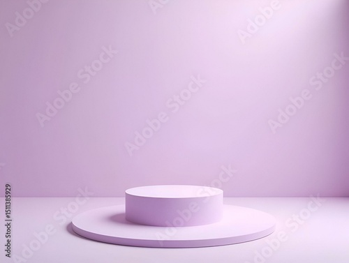 Elegant stage arrangement with a cylindrical pedestal set against a gentle lilac background