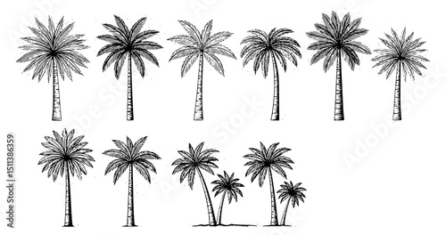 Wallpaper Mural Palm trees on white background. Logo and print design templates, summer palms, tropical surfing concept, vacation and travel. JPEG version. Torontodigital.ca