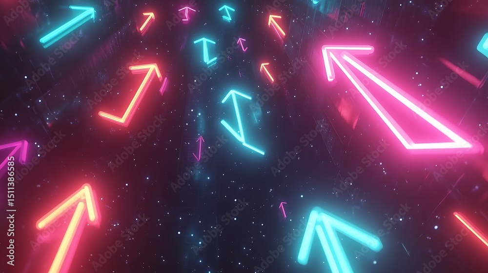 Obraz premium Neon arrows in space