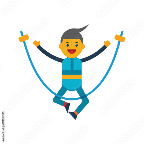 Flat and Minimal bungee jumper falling icon vector illustration isolated on white background