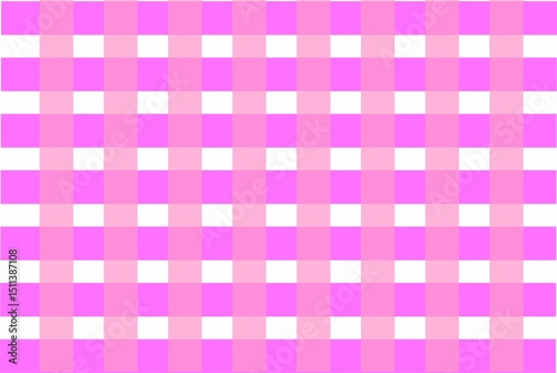 A pattern of alternating pink and white squares creates a checkerboard effect