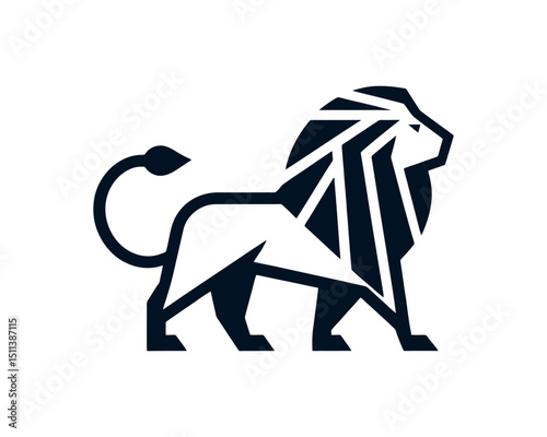Lion full body silhouette logo in vector