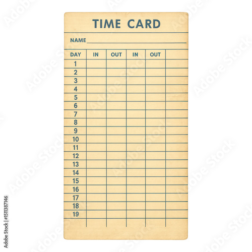 PNG Vintage time card template.