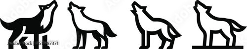 Vector silhouette of a howling dingo on a plain white background

