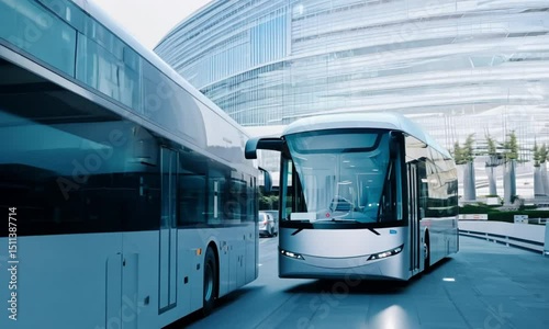 Futuristic Electric Buses at Modern Transport Hub

