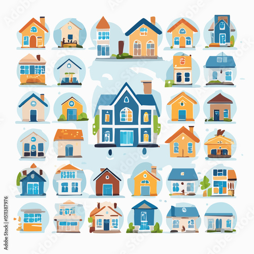 collection of property bussines android icons arranged neatly