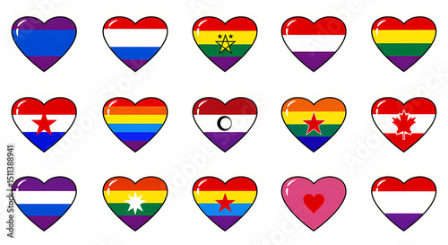 Heart-Shaped Flags A Collection of International and Pride Flags