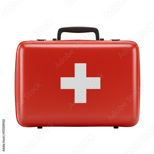 Red First-Aid Kit: Essential Medical Supplies for Emergencies isolated on transparent background
