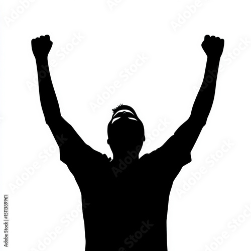 cheering fan silhouette , b...