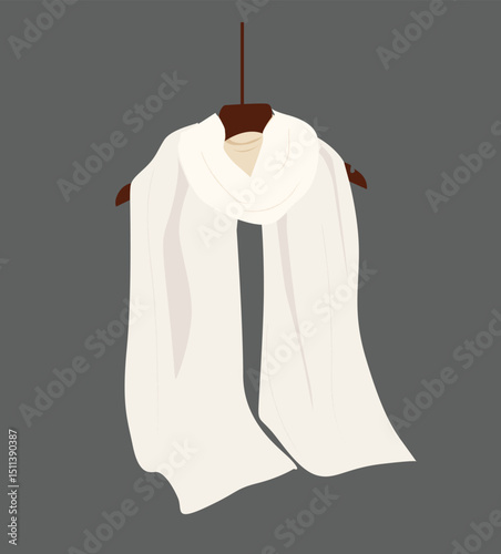 scarf on hanger.  silk scarf on the hanger and rain drops