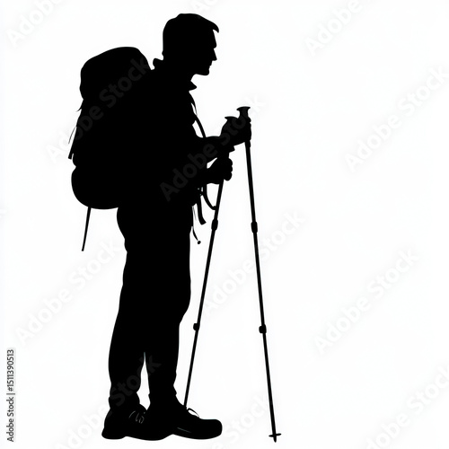 hiker silhouette , black an...