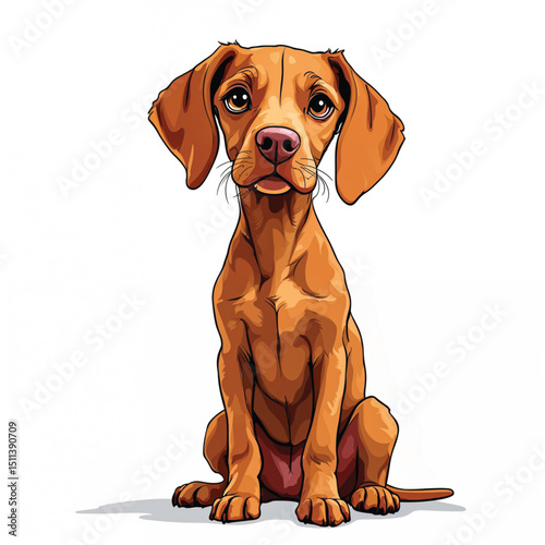 Vizsla Puppy Vector Illustration isolated