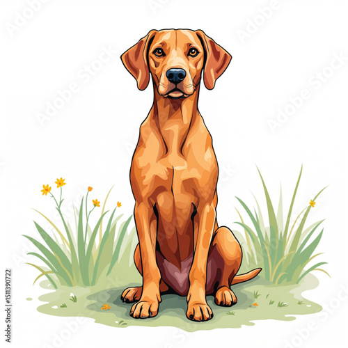 Vizsla Puppy Vector Illustration isolated