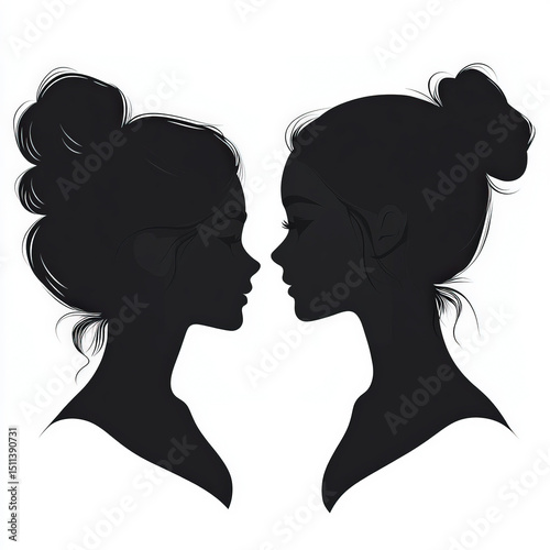 mother and daughter silhoue...