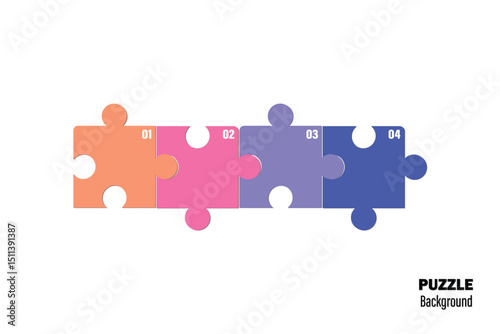 Puzzle infographic with four piece business presentation. 4 Step puzzle round process diagram