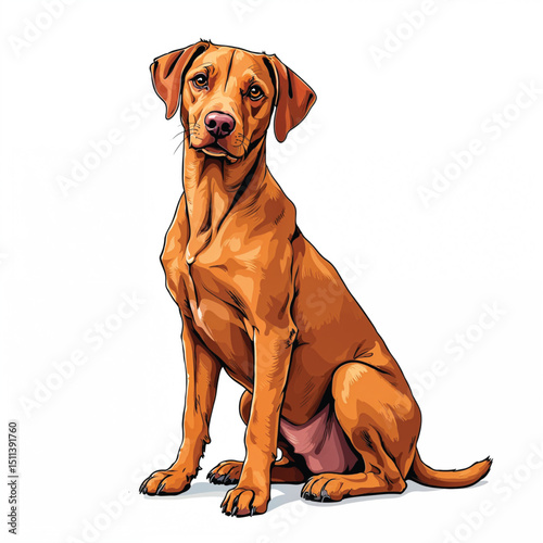 Vizsla Puppy Vector Illustration isolated