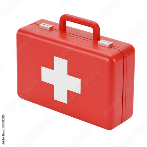 First Aid Kit: Red Medical Case with White Cross - Emergency Preparedness isolated on transparent background