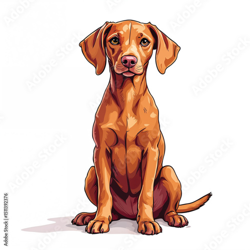 Vizsla Puppy Vector Illustration isolated