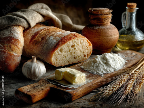 A rustic setup featuring fr...