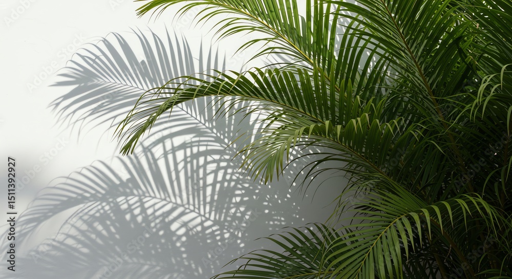 Obraz premium Palm Fronds and Shadows: A Serene Minimalist Study
