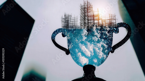 Double exposure of trophy f...