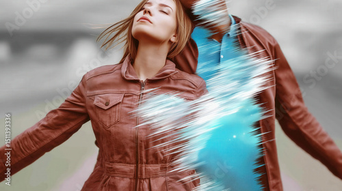 Double exposure of couple f...