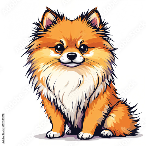 Pomeranian Puppy Vector Illustration isolated