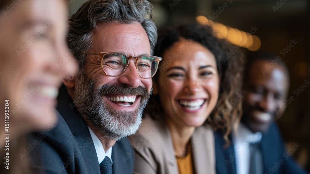 Business People Smiling and Brainstorming Marketing Strategies in Business People Smiling and Brainstorming Marketing Strategies in