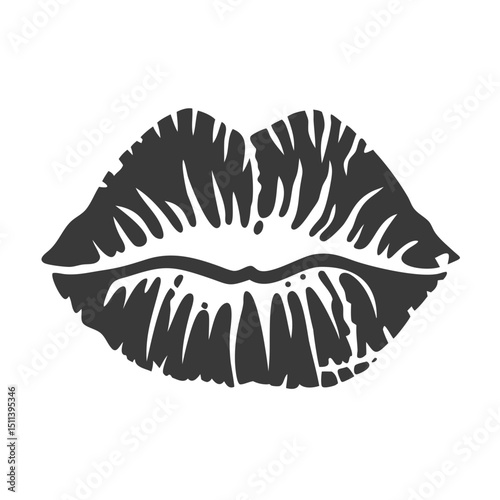 Lipstick kiss mark isolated on white background, a symbol of love and affection