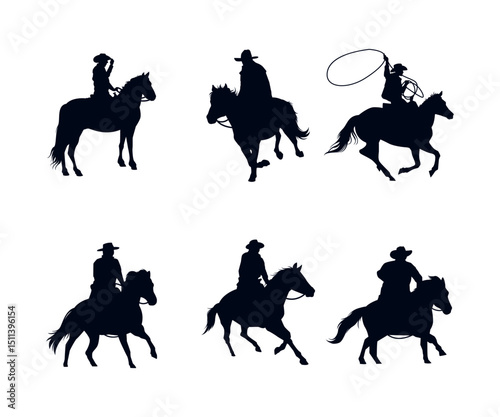 Cowboy silhouette vector illustration isolated on white background