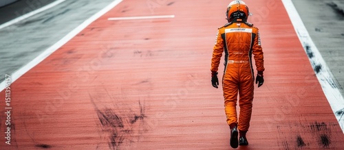 Race Car Driver Walking Away from the Track
