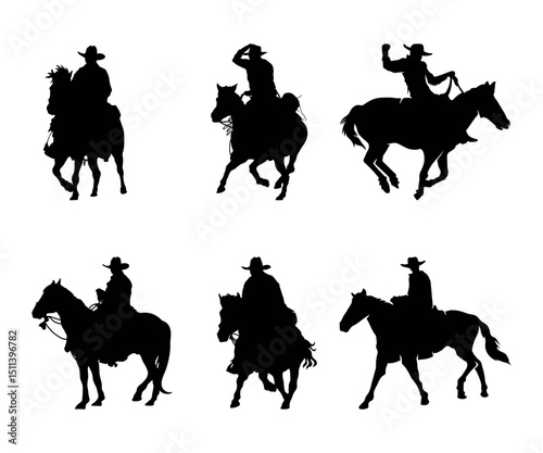 Cowboy silhouette vector illustration isolated on white background