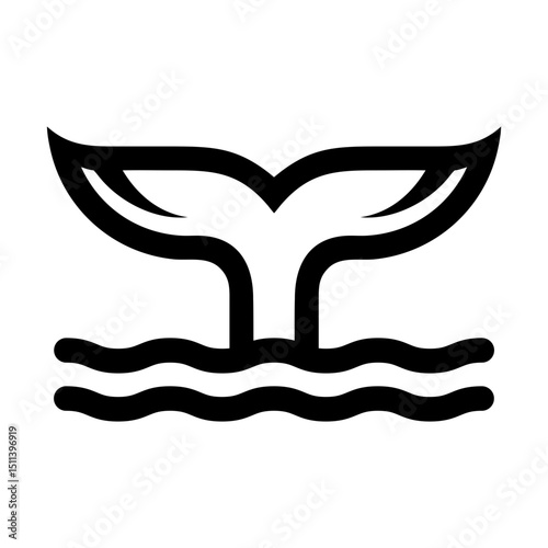 whale tail ocean vector icon
