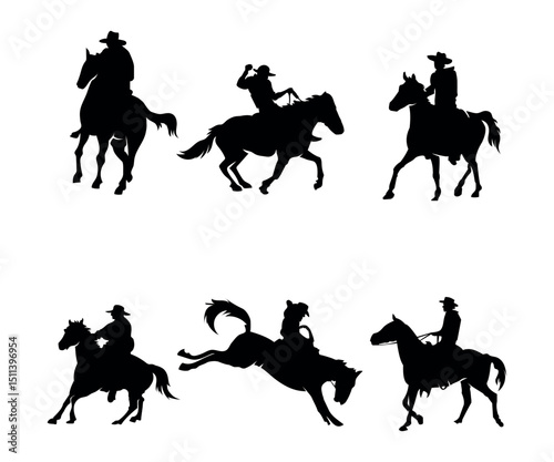 Cowboy silhouette vector illustration isolated on white background