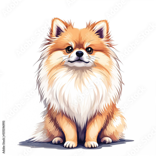 Pomeranian Puppy Vector Illustration isolated
