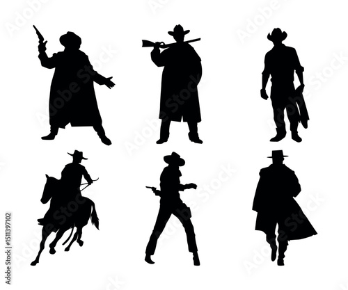 Cowboy silhouette vector illustration isolated on white background