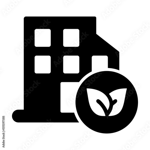 eco-architecture sustainable city office building icon

