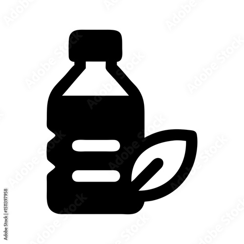 sustainable plastic bottle silhouette with leaf
