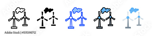 Wind Power Icon Collection With Multiple Styles