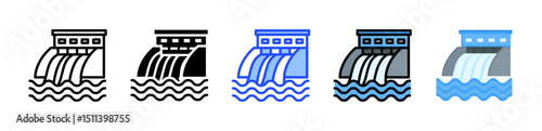 Hydropower Icon Collection With Multiple Styles