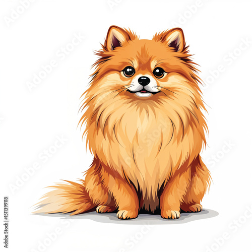 Pomeranian Puppy Vector Illustration isolated