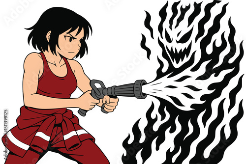 Blazing Courage: The Firefighter’s Fiery Duel Generative AI