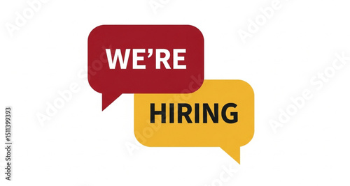 We're Hiring Text in Speech Bubbles | Job Opportunity Announcement for Corporate Recruitment and Career Openings