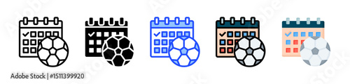 Soccer Game Icon Collection With Multiple Styles