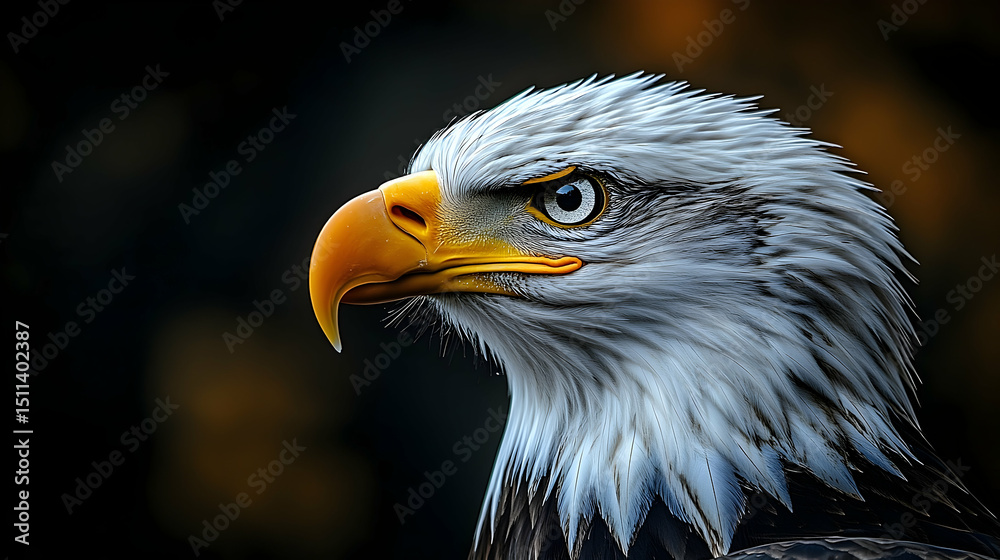 Fototapeta premium Close-up profile view of an eagle's head.